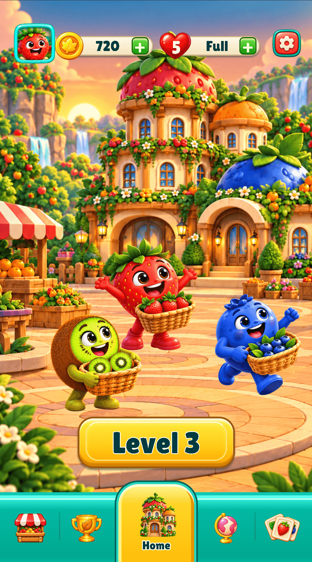 Current Flowpop orchard characters and home screen