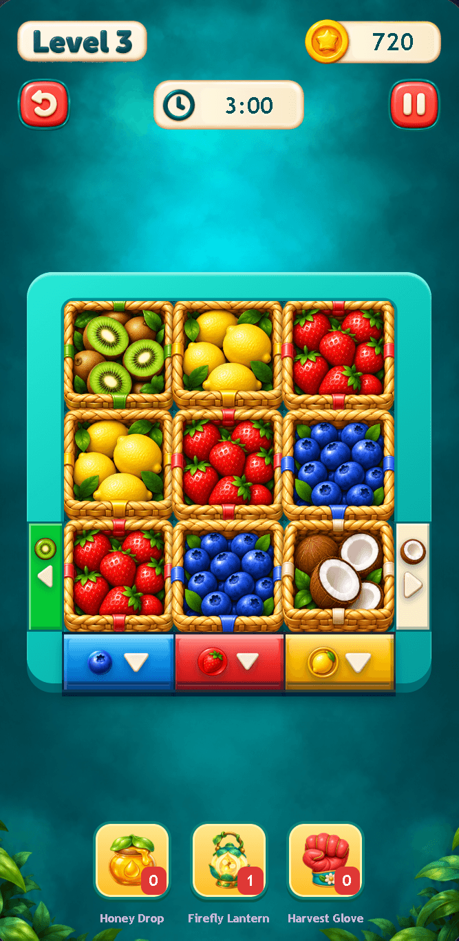 Current Flowpop Level 3 fruit basket puzzle board